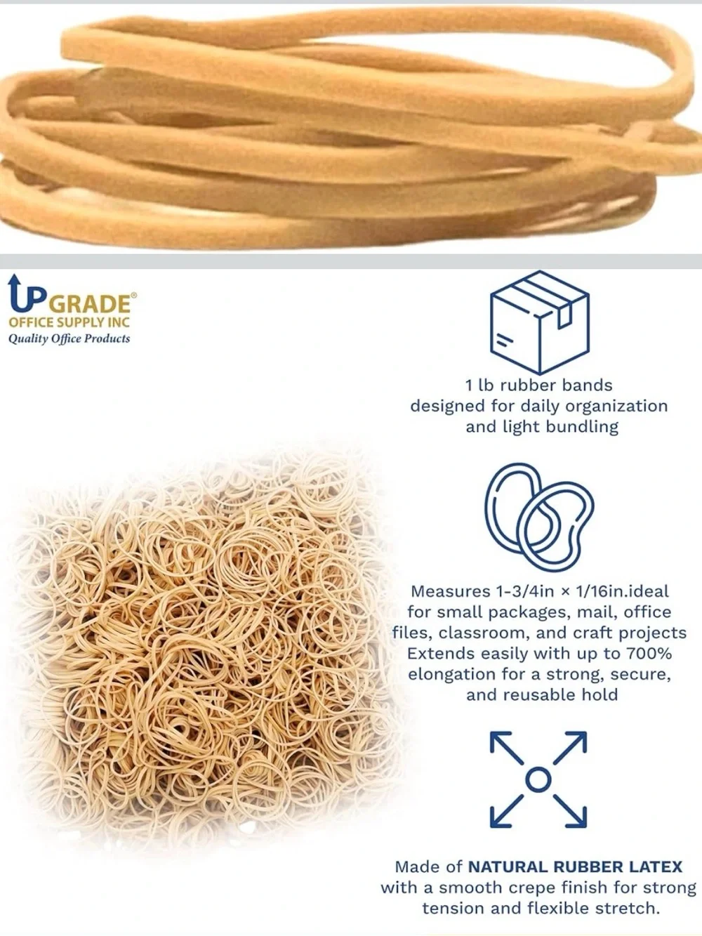 Quality Rubber Bands - Natural Tan - 1 lb